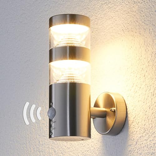 LED Außenleuchten mit Bewegungsmelder aus Edelstahl von Lampenwelt Lindby