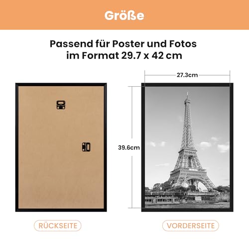 upsimples 3 Pack Bilderrahmen A3, A3 Bilderrahmen Schwarz für Fotogalerie, Einschubstreifen, Horizontale oder Vertikale Wandmontage