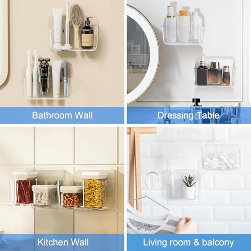 Diesisa 2pc Acrylic Wall Mount Organizer, Acrylic Adhesive Organizer, Clear Shelf, Bathroom Shelves for Wall,No Drilling Hang Walls,with Self Adhesive Tape, for Bathroom, Kitchen, Living Room by Diesisa - Image 4