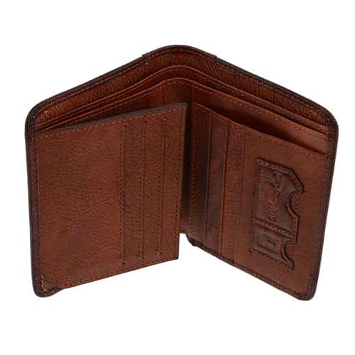 Rfid Blocking Leather Wallet for Men Ultra Thin Trifold Business Card and Credit Card Holder with Large Capacity for Cash Coins and Id Portable Money Storage Pouch in Yellow Brown