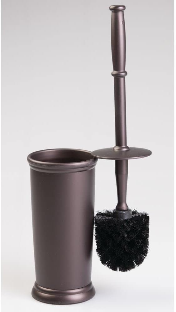 One-Day Sale: Up to 70% Off mDesign Compact Freestanding Plastic Toilet Bowl Brush and Holder for Bathroom Storage and Organization - Space Saving, Sturdy, Deep Cleaning, Covered Brush - Bronze