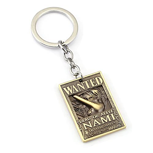 KOGNGU Hot Japan Anime One Piece Keychain Rings Earrings Necklace Girls Gift (Nami)