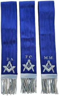 Masonic Bible Markers Hand Embroidered Royal Blue Ribbon & Silver Bullion Threads