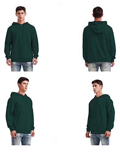 Betterchic Men's Hooded Sweatshirt Long Sleeve Soft Brushed Fleece Hoody Classic Drawstring Pullover Hoodie (Green,Xl #TOP1