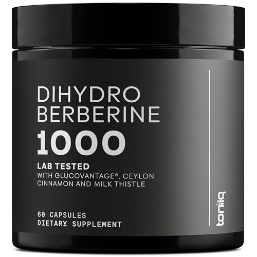 Toniiq Dihydroberberine Supplement - Ultra High Potency 1,000mg Formula with GlucoVantage, 10:1...