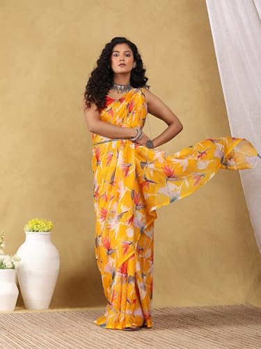 Image of Garden Vareli Floral Print Nara Chiffon Saree 73475