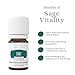 Young Living Sage Vitality Essential Oil - 5ml - Ideal for Clearing Rituals and Culinary Use - Supports Women's Well-Being - Aromatherapy with Cleansing Properties
