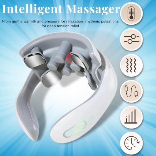 Image of Electric Neck Massager with Heat | Pain Relief Deep Tissue, Intelligent High-End Shiatsu Vibrating Neck Massage | Electric Massager for Neck Relaxation, Wireless Massager for Home and Office