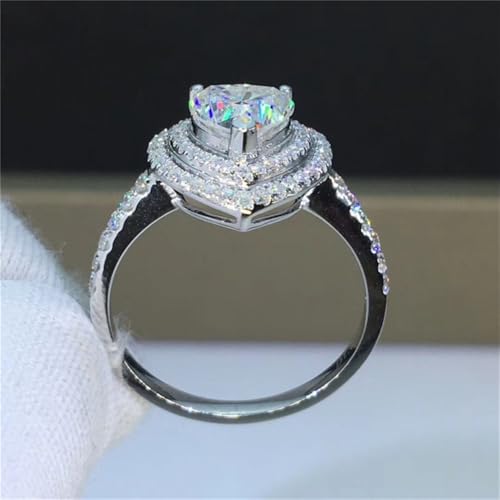 Luxury Proposal Rings for Women Bright Heart Zirconia Finger Jewelry2