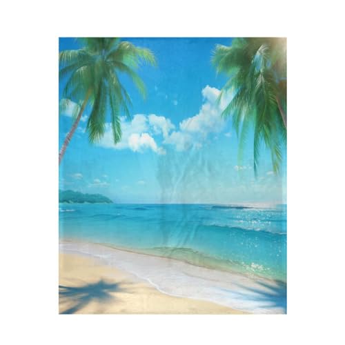 Blueangle Palm Sea Beach Throw Blanket Super Soft & Warm, 50×60 Inches Lightweight All Season Cozy Snuggle Blanket for Bed Sofa Couch, Easy Care（195）
