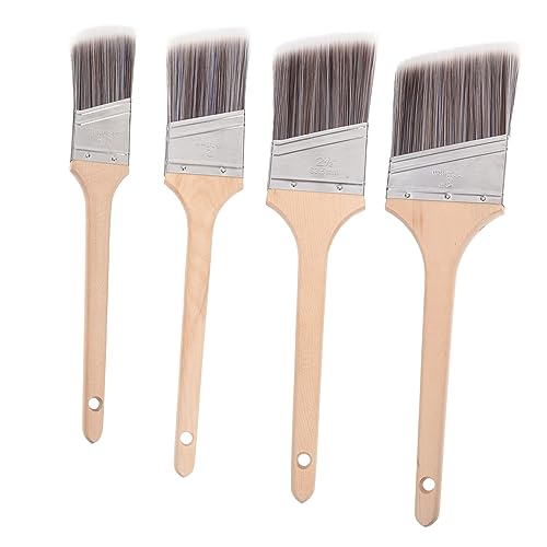 Veemoon 4 Piezas Cepillo de Pintura para Pinceles Pincel en ángulo Cuadro Mezcla Cepillo Madera Cepillo de Madera Plantilla Pintura de Pared Pintura al óleo multifunción Fibra química