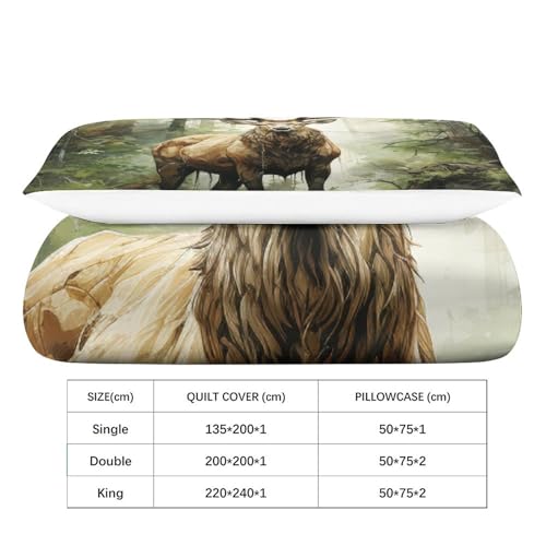 Parure de couette motif cerf en microfibre 3 pièces pour lit simple