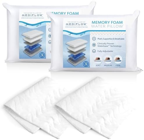 Memory Foam Water Pillow & Quilted Pillow Protector Pack