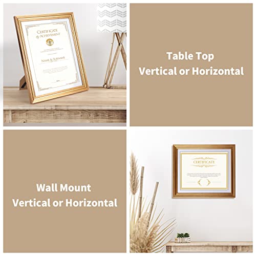 Rempry 8.5X11 Picture Frames With Mat Set Of 6, Gold Rustic 8.5X11 Document Diploma Certificate Photo Frames, Modern Photo Frames For Table Top Wall Hnaging #TOP2