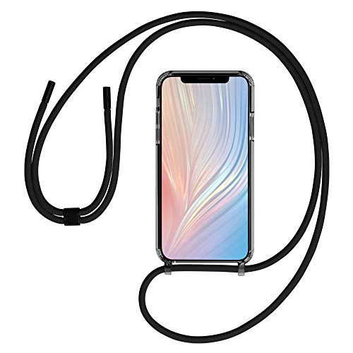 GOODVISH Crossbody Case for iPhone 11 Pro Lanyard Phone Case | Clear Transparent TPU Cell Phone Cover with Adjustable Nylon Neck Strap | Shockproof Full Covered Case for iPhone 11 Pro 5.8 inch | Black