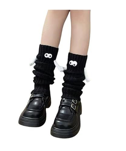 OurSuperDeals Beinstulpen für Frauen, Winter, niedlich, handhaltende, magnetische Beinstulpen, verrückt, albern, lustig, Gag Geschenke für Freunde, Schwarz, Einheitsgröße