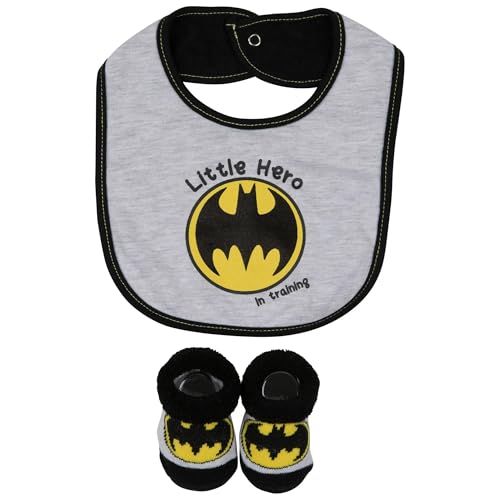 Happy Threads Batman Little Hero 2-Piece Infant Bib and Booties Set