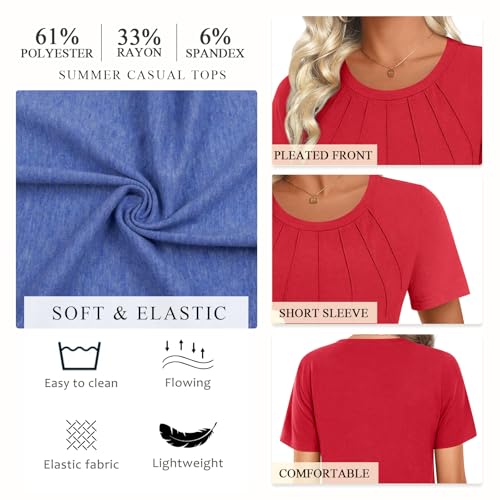 Womens 2025 Tunic Summer Casual Tops Short Sleeve Blouses Crewneck Fashion Tshirts M-3XL4