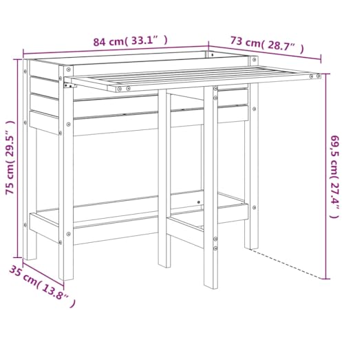 Table de plantation avec plateau rabattable vidaXL anti-encombrement
