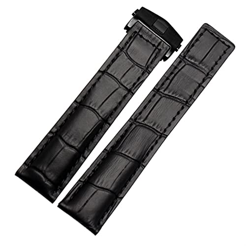 Bracelet montre cuir véritable pour Tag Heuer noir 19mm boucle