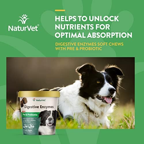NaturVet – Digestive Enzymes - Plus Probiotics & Prebiotics – Helps Support Diet Change & A Healthy Digestive Tract – for Dogs & Cats (Soft Chews, 70 ...