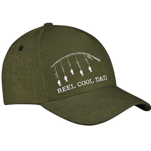 Reel Cool Dad - Personalized Custom Classic Cap, Reel Cool Papa Personalized Cap, Daddy Fishing Adjustable Cotton Baseball Caps, Funny Trucker Hat Gift for Fishing Lover Fisherman on Father's Day