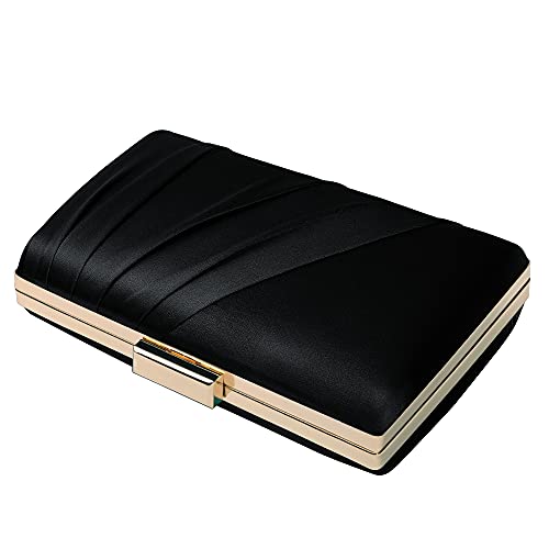Image of Pleated Satin Clutch Purse For Women Wedding Bridal Clutch Bag Prom Party Clutch