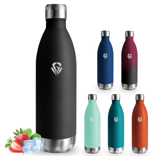 Borraccia Termica, Borracce Termiche 1 litro, Borracce Acciaio Inox, Bottiglia Termica Senza Perdite, Mantiene Caldo per 12 Ore/Freddo 24 Ore, per Scuole, Viaggio, Sportio, Palestra