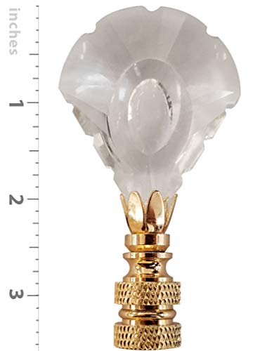 Image of Royal Designs Arrowhead Center Cut Design Lamp Finial, Clear Faceted Crystal, Polished Brass Base, Set of 2
