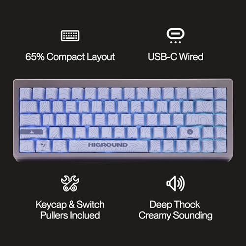 Image of Higround Summit 2.0 Slate 65% Mechanical USB Wired Gaming Keyboard, Dreamland Linear Switches, Programable RGB, Hot-Swappable, Deep Thock Creamy Sounding PC Keyboard