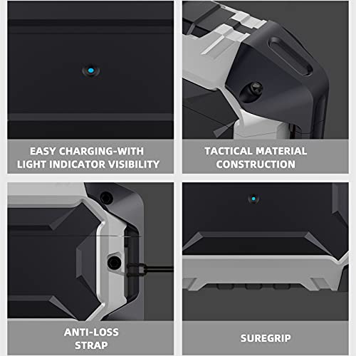 Wefor Armor Designed For Airpods Pro Case Cover, Full-Body Protective Rugged Metal Soft Silicone Airpod Pro Case With Keychain For Airpods Pro Wireless Charging Case, Silver [Front Led Visible] #TOP4