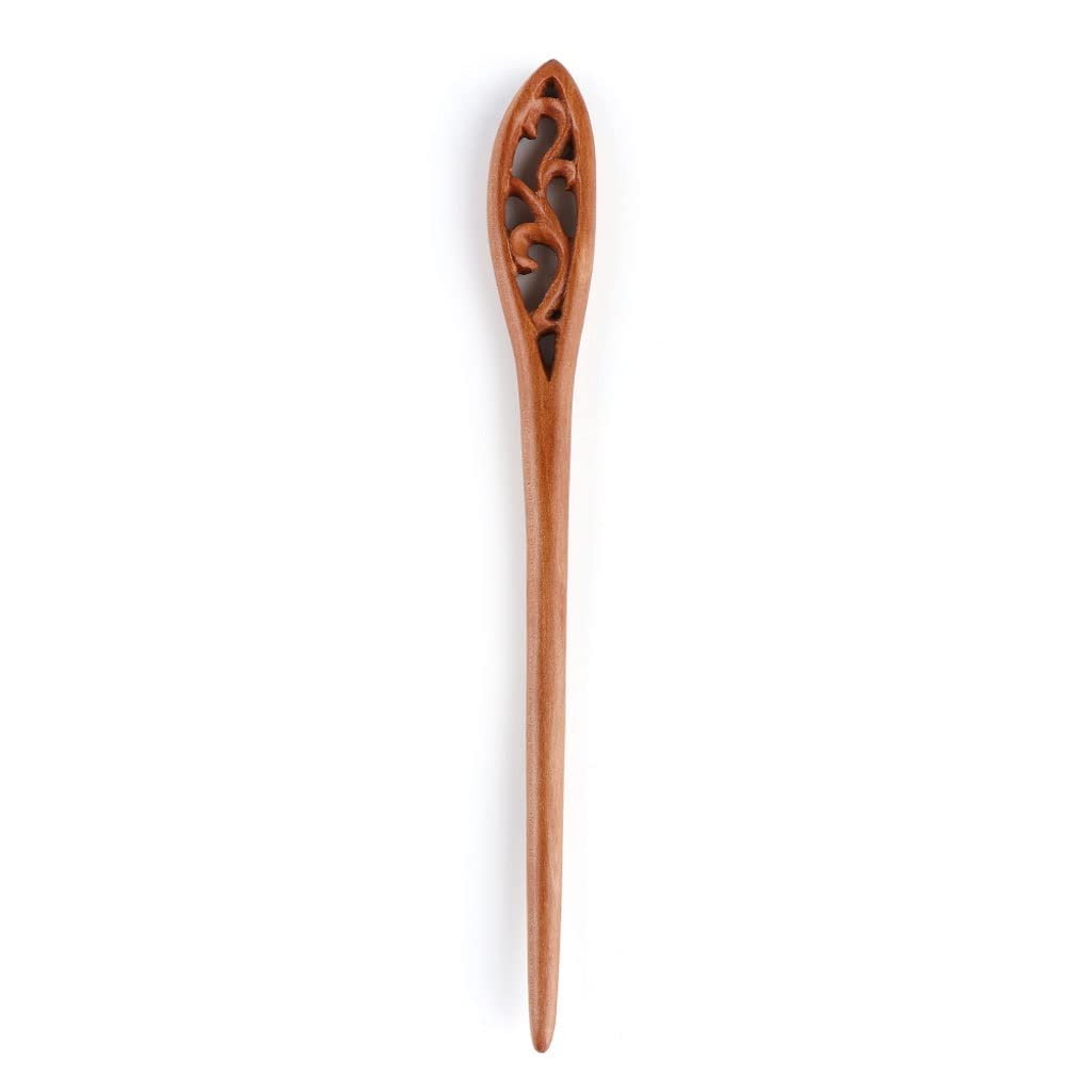 Pince à cheveux en bois de pêche sculptée à la main - Accessoire de coiffure rétro - Cadeau pour fille - Noir