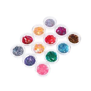 Healeved 12Stk. Weihnachtliche Nagelsticker Glitzerpuder