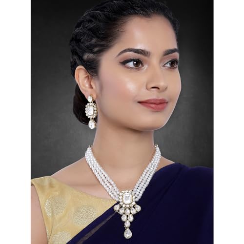 Image of Peora Crystal Faux Pearl Jewellery Gift Set for Women