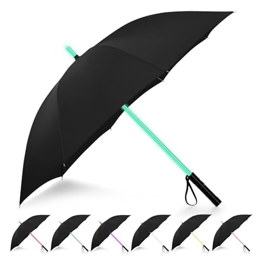 LED Paraguas Lightsaber Infantil Hombre Mujer, Luz para Arriba Paraguas de Golf con el Cambio de Color del Eje