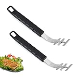 Hitzebeständiger Grillrostheber, 2 Stück Edelstahl-Grillgitter-Abzieher, Rutschsicherer & Ergonomischer Griff Grillzubehör, Anti-Verbrühung Grillrost Heber Werkzeug BBQ Werkzeuge Zubehör für Camping