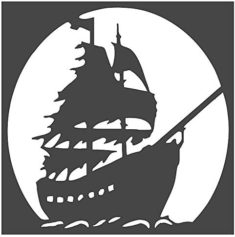 Pirate Ship Stencil 1-10x10 inch Custom Cut Reusable Stencil Drawing Template Flexible Clear Plastic Sheets 0.15mm Thick SL-1195