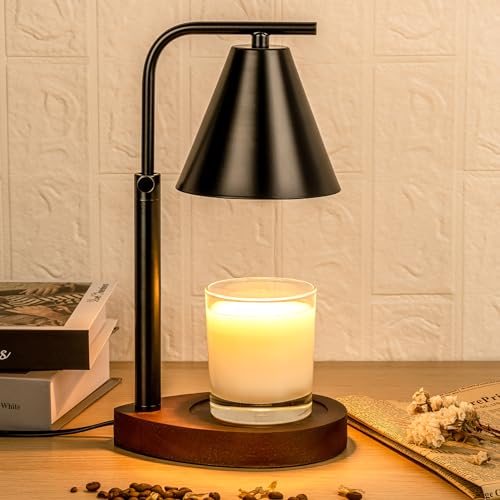 Marycele Candle Warmer Lamp with Timer, Electric Black Candle Lamp Warmer for Jar Candle, for Mom, House Warming Gifts New Home Decor Aesthetic, Dimmable Wax Melt Warmer with 2 Bulbs