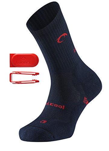 Lurbel Mountain Premium - Calcetines de senderismo y trekking, amortiguadores de olores, acolchado ergonmico, mezcla de materiales antiampollas, para hombre y mujer, MOUNTAIN.0905.M, Azul., 39-42