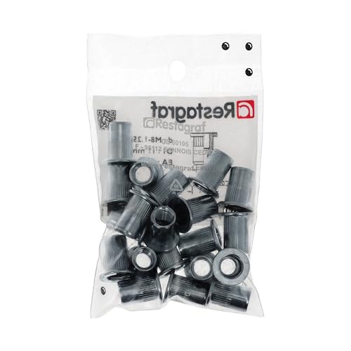 Crimpmutter aus Stahl, rund, für Fahrzeuge aller Marken, M8-1,25, 0,5-3 mm dick, Blech, 20 Stück