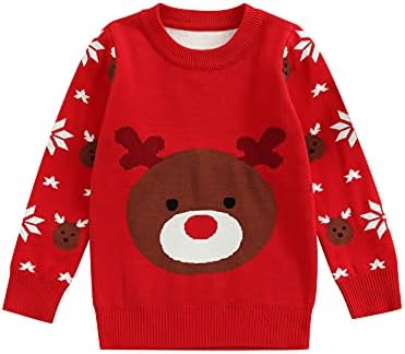 fyclemt Baby Little Boys Girls Knit Sweater Toddler Christmas Sweatershirt Jumper Pullover Reindeer Santa Sweatshirt Winter Clothes (Cartoon, 3-4T)