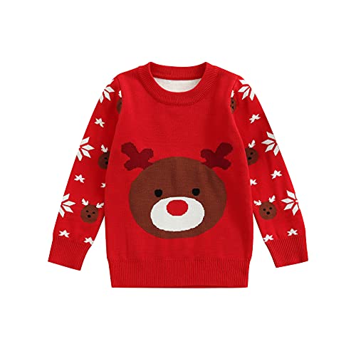 Fyclemt Baby Little Boys Girls Knit Sweater Toddler Christmas Sweatershirt Jumper Pullover Reindeer Santa Sweatshirt Winter Clothes (Cartoon, 3-4T) #TOP3