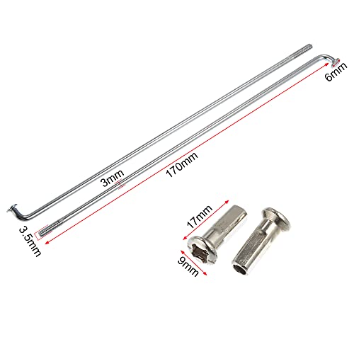 sourcing map 36Stk 3,5mm Gewinde Durchmesser Motorrad Rad Speichen mit/Nippel 170mm Länge DE