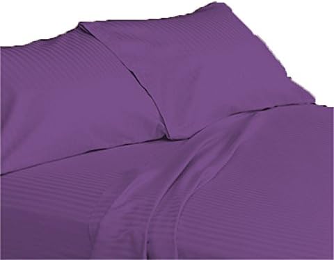 Egyptian Quality 100% Cotton 800 Thread Count 1 PC Fitted/Bottom Sheet Fit Upto 20" inches Extra Deep Pocket Stripe (Twin XL-Peach).