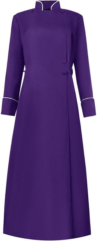 Clergy Robes for Women, Medieval Priest Minister Vestment Church Cleric Cassock Robe with Mandarin Collar