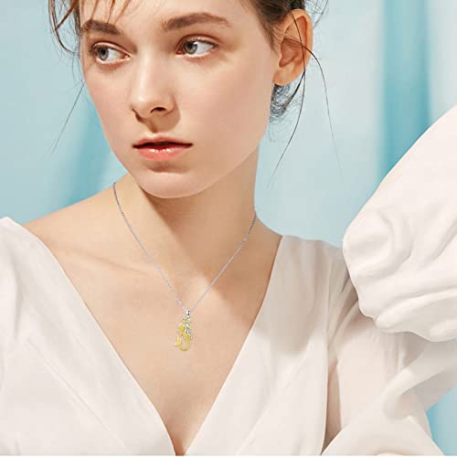 Aoveao Mermaid Necklace 925 Sterling Silver Gold Plated Nautical Mermaid Pendant Necklace, Ocean Beach Mermaid Jewelry Mother's Day Gifts For Women Girls #TOP3