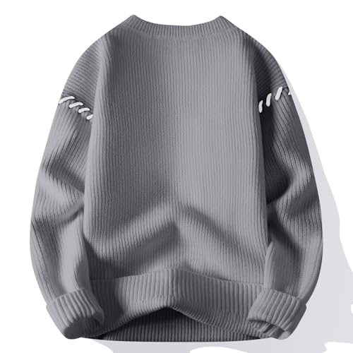 Cambkatl Men's Fashion Color Block Crewneck Sweaters - Cozy Soft Winter Casual Long Sleeve Pullover Chunky Knit Sweater Tops3