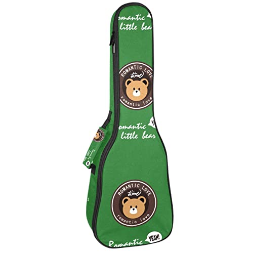 Sac à dos pour ukulélé concert, soprano et ténor, housse verte 10mm motif ours avec rangement