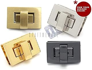 CRAFTMEMORE 2sets 1-1/8" Rectangle Turn Lock Clasp Purse Closure Twist Lock Leathercraft Accessory