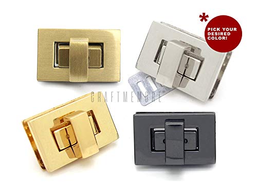 CRAFTMEMORE 2sets 1-1/8" Rectangle Turn Lock Clasp Purse Closure Twist Lock Leathercraft Accessory